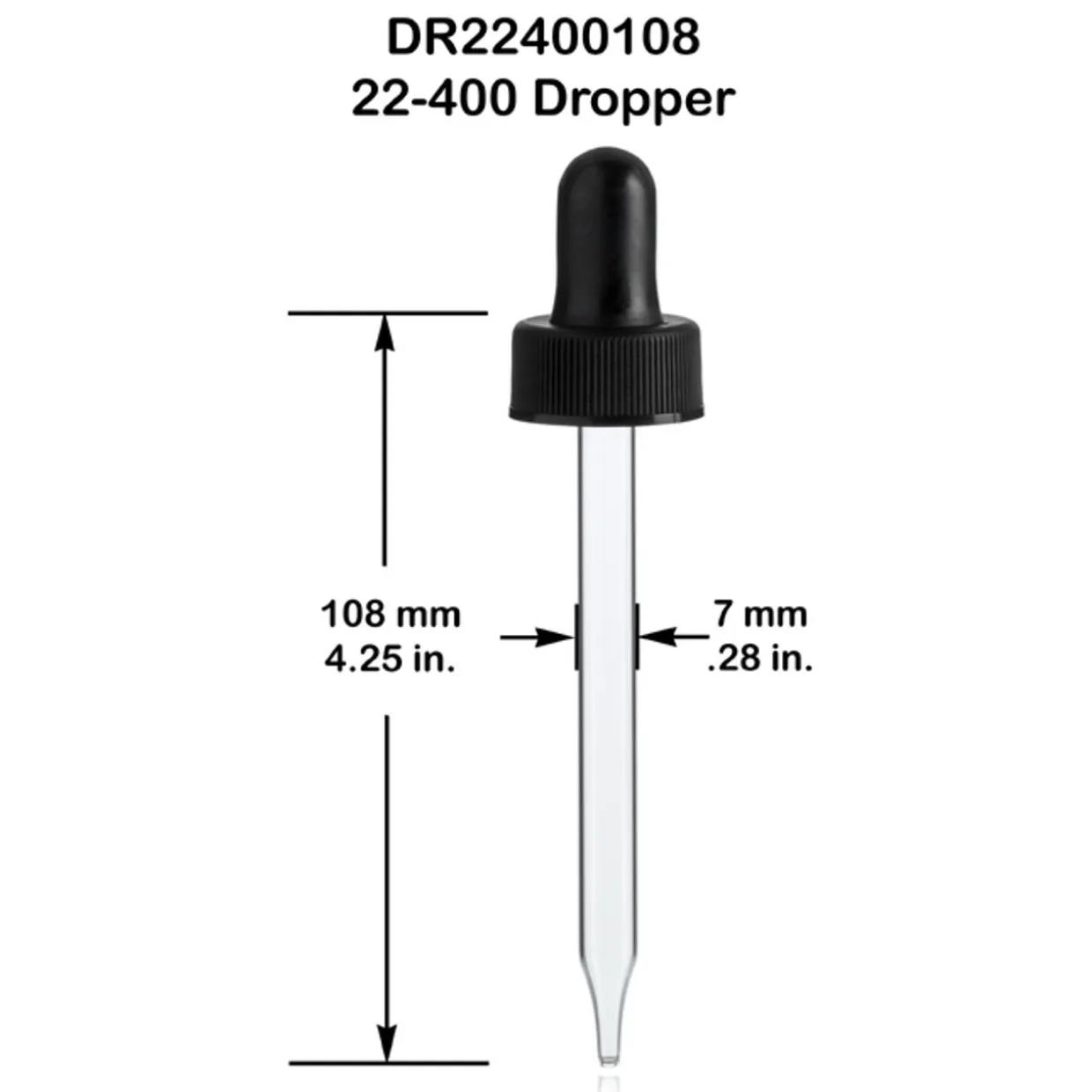 Jar Store 22-400 Black PP Dropper | 12 Pack