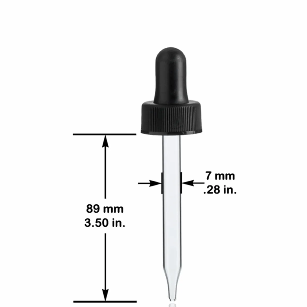 Jar Store 20-400 Black PP Dropper 89mm Pipette | 18 Pack