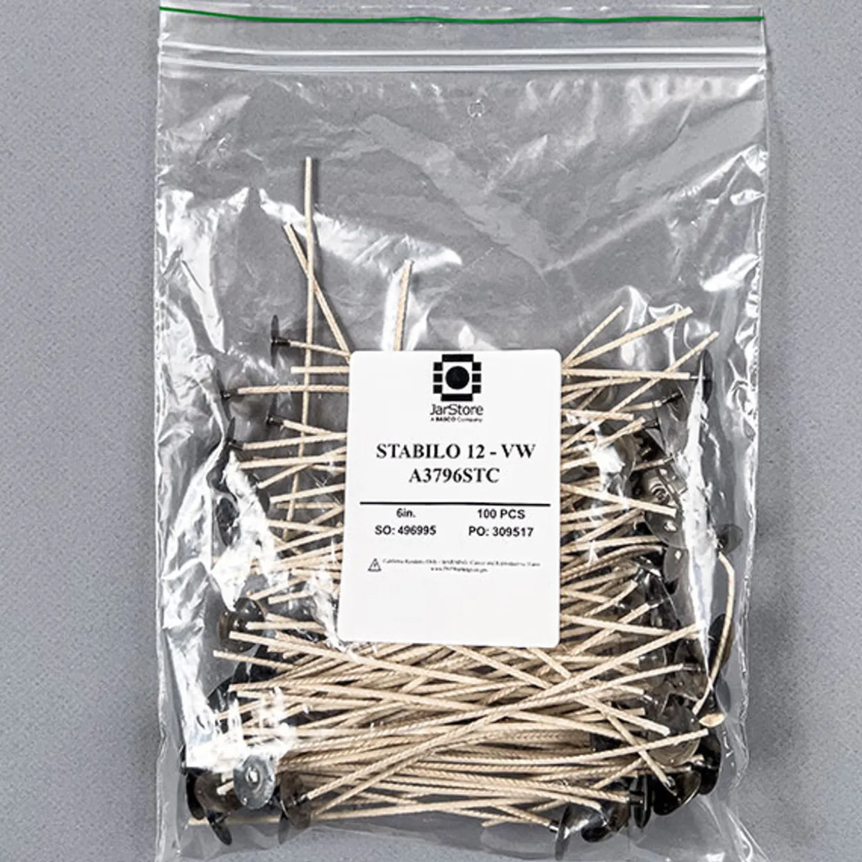 Jar Store CD-12 6" Pre-tabbed Wick | 100 Pack