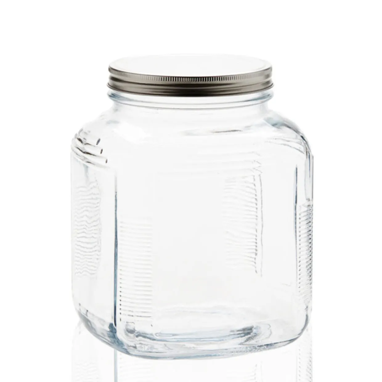 Jar Store 1 Gallon Anchor Cracker Jar with Brushed Metal Lid | 4 Pack