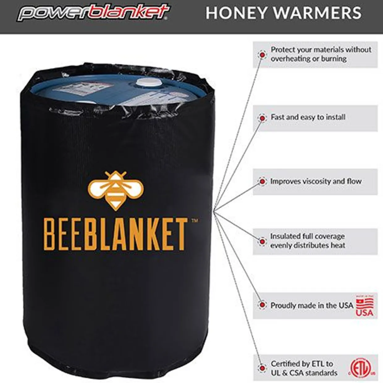 Jar Store Honey Heating Blanket for 55 Gallon Drums