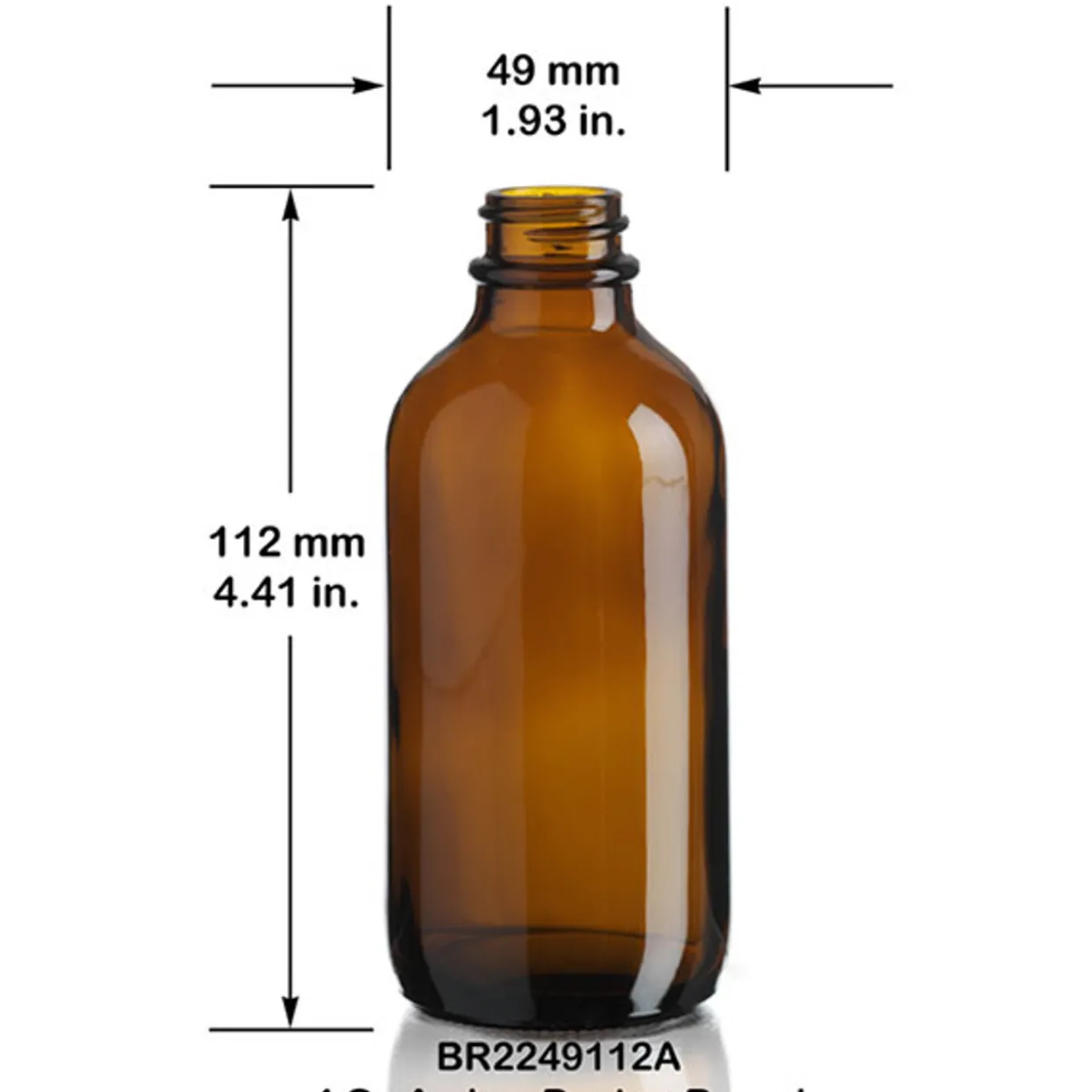 Jar Store 4 oz Amber Boston Round Bottle 22-400 | 12 Pack