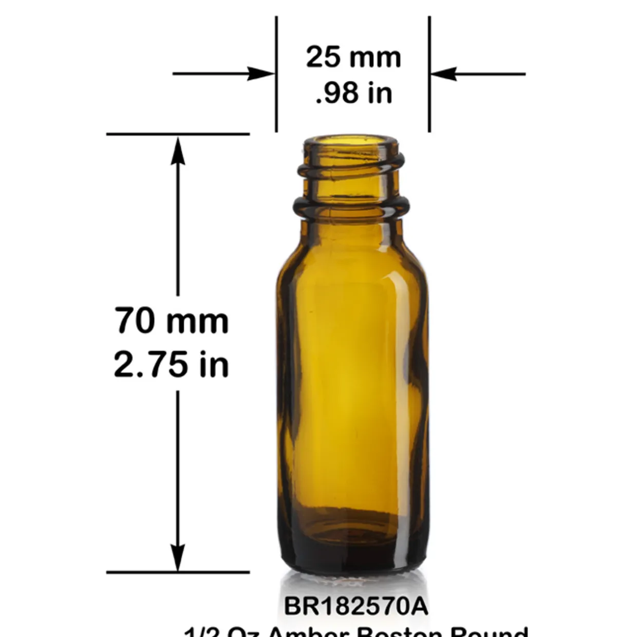 Jar Store 1/2 oz Amber Boston Round Bottle 18-400 | 25 Pack