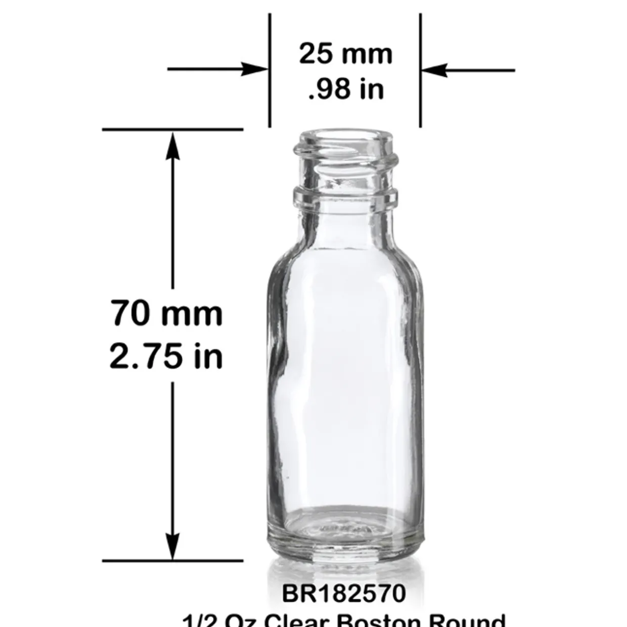 Jar Store 1/2 oz Clear Boston Round Bottle 18-400 | 25 Pack