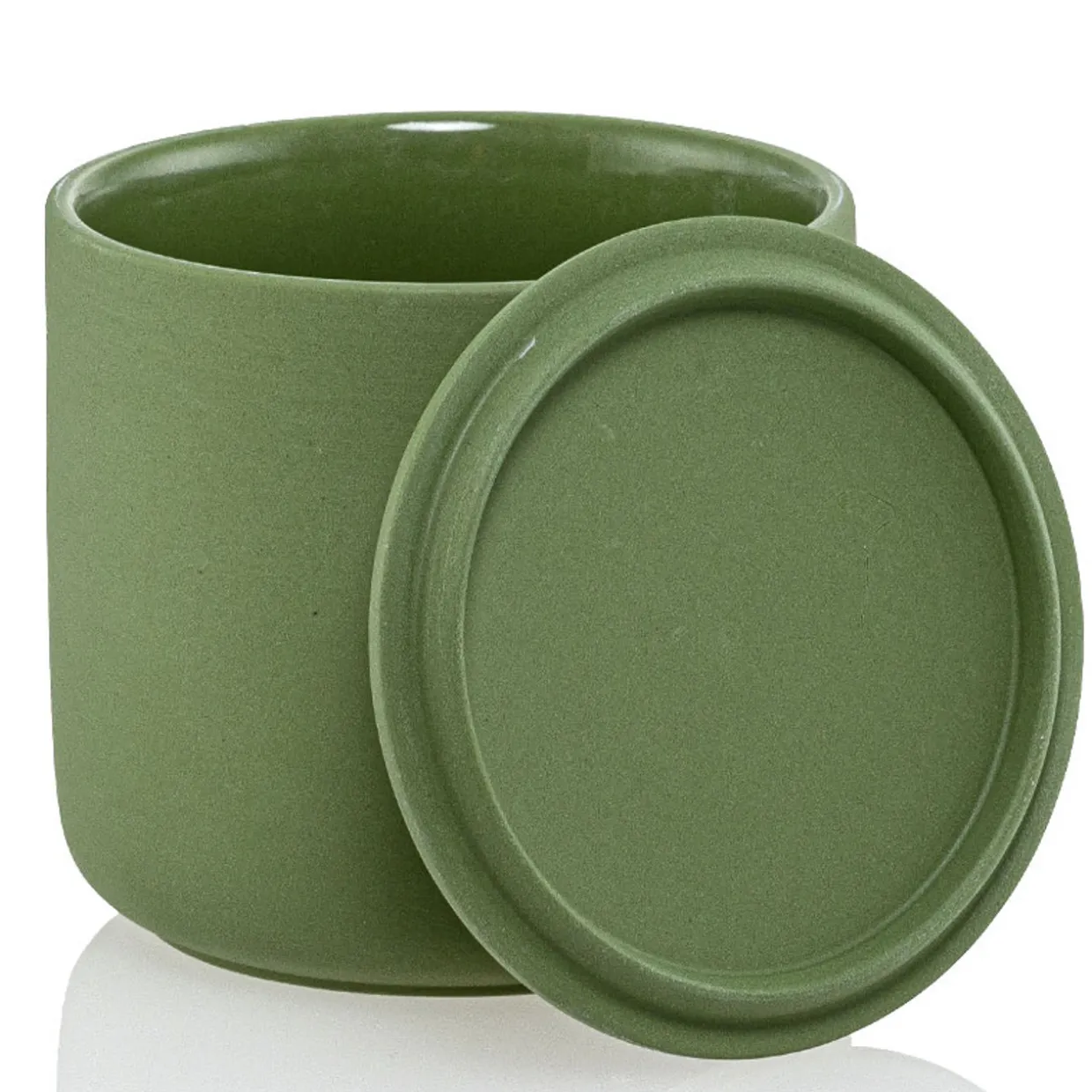 Jar Store 13.5 oz Olive Green Ceramic Candle Jar with Lid | 16 Pack