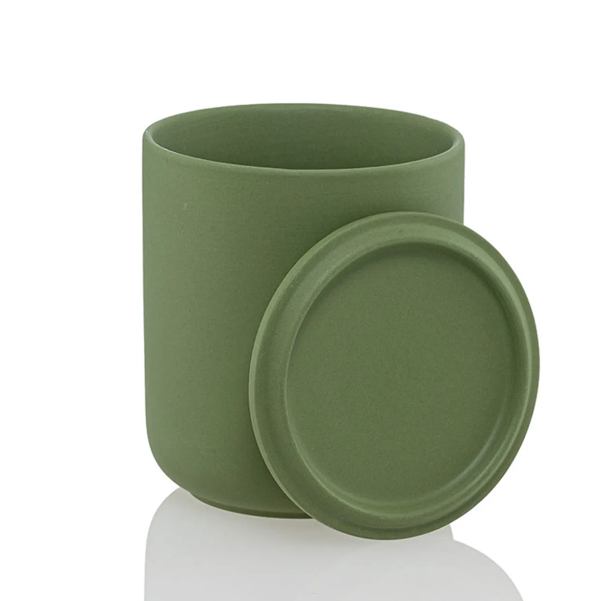 Jar Store 12.7 oz Olive Green Ceramic Candle Jar with Lid | 16 Pack