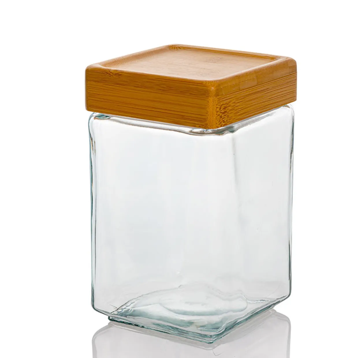 Jar Store 1 1/2 Quart Anchor Square Jar with Bamboo Lid