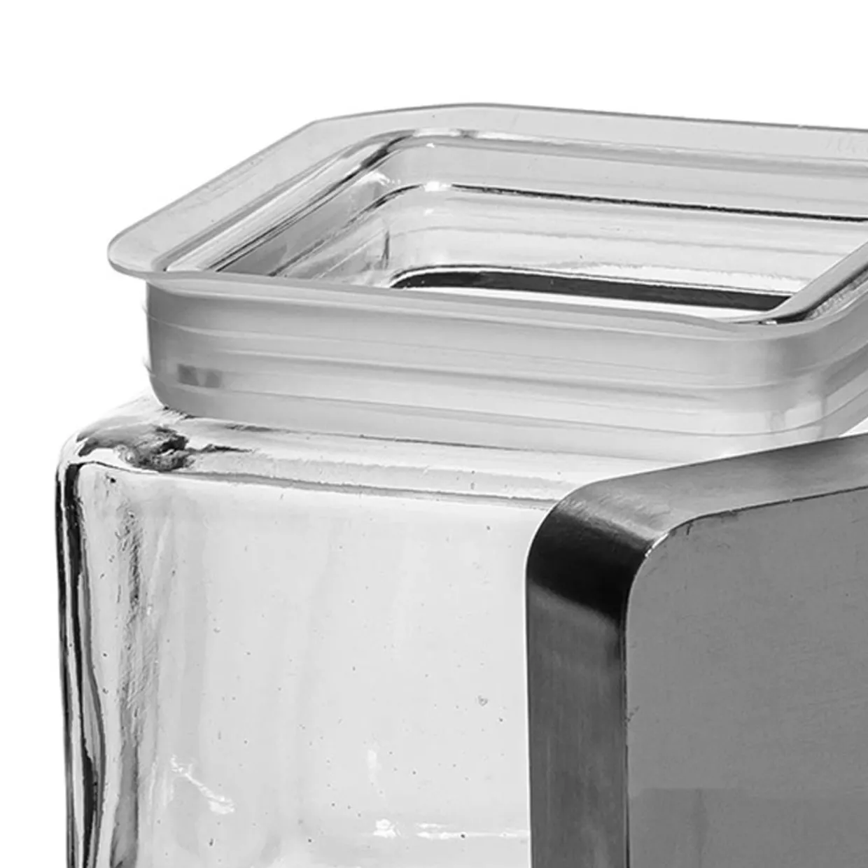 Jar Store 1 Quart Anchor Square Jar with Brushed Metal Cover | 6 Pack